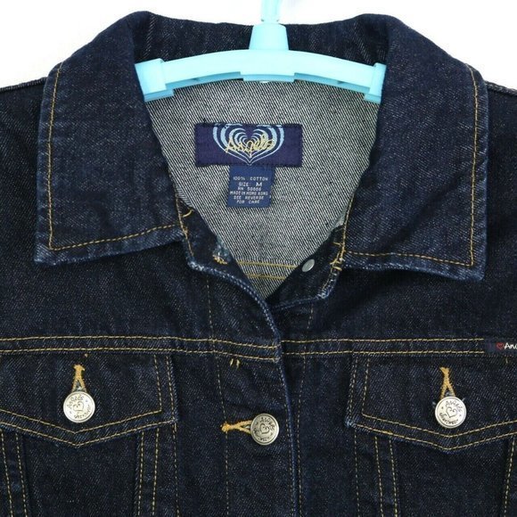 Angels Cropped Trucker Jean Jacket Coat Denim M‎ Medium - Picture 5 of 11